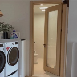 Bathroom Flush Wood Door with Obscure Glass